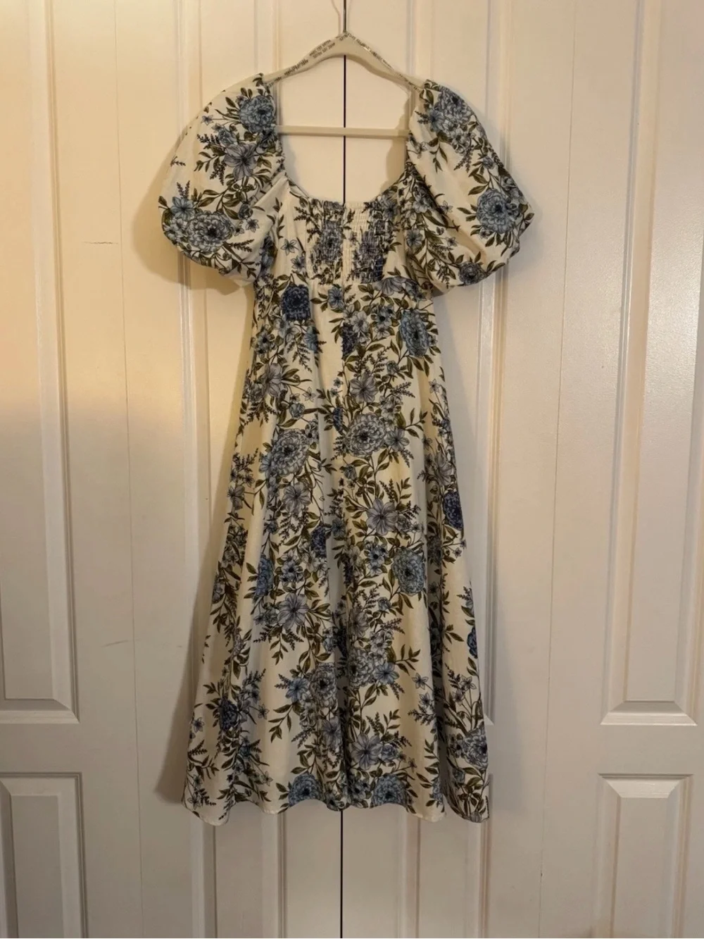 Avec Les Filles Twist Bodice Midi Dress, Blue Garden Trellis, True to Size 6
